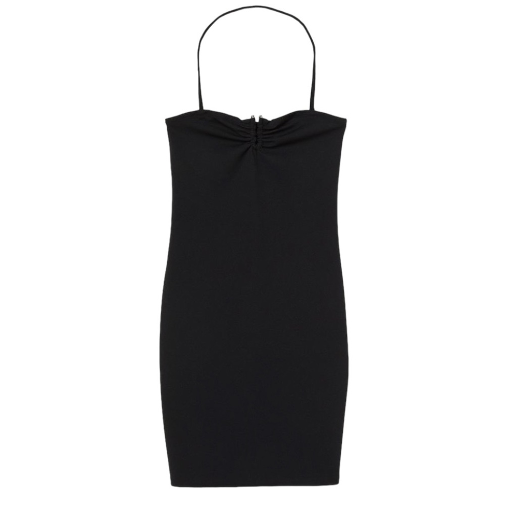 H&M Black Halter Neck Short Fitted Dress Size   USA 2